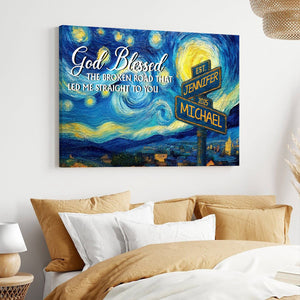 Personalized Canvas Poster Wall Art with Road Sign Design Wonderful Present for Couples