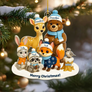 Woodland Family Personalized Acrylic Ornament, Christmas Decor
