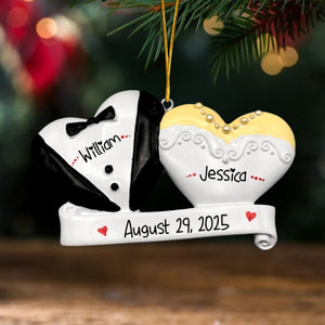 Personalized Bride and Groom Wedding Christmas Ornament, Married Couple Gift