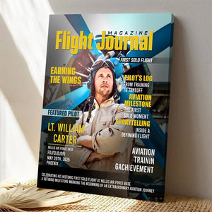 Personalized Flight Journal Magazine Cover Canvas, Gift For Pilot, Aviation Gift, Unique Gift For Aviation Lovers
