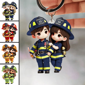 Personalized Gifts For Couple Keychain Firefighter Couple
