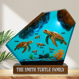 Custom Turtle Family Plaque - Personalized Gift with Names for Mom, Dad & Kids