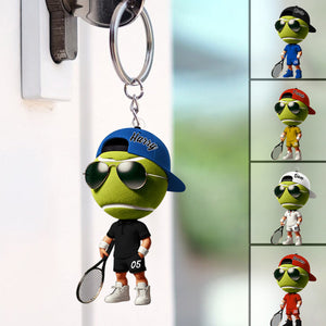 Cool Tennis Player Custom Name Personalized Tennis Keychain, Gift For Tennis Lover