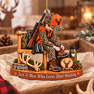 Just A Boy Who Loves Hunting – Personalized Christmas Ornament | Custom Name Keepsake Gift For Hunters
