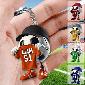 Custom Name Soccer Keychain, Soccer Lover Personalized Gift