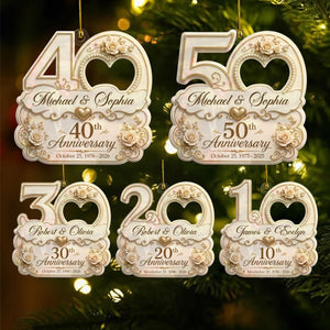 "Mr & Mrs" Personalized Wedding Anniversary Acrylic Ornament β Christmas Keepsake Gift For Couples
