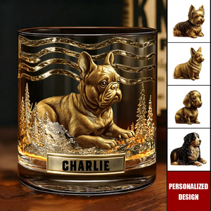 Personalized Whiskey Glass With Dog Design β A Unique Gift For Dog Lovers And Whiskey Drinkers