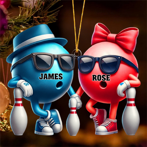 Bowling Couple Ornament - Personalized  Custom Name Acrylic Ornament