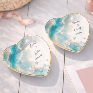Personalized Ceramic Jewelry Dish β "Our Love Is Like The Ocean Waves" Design | A Romantic Keepsake Gift For Couples
