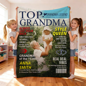 Personalized Grandma Magazine Cover Blanket Gifts for Grandma