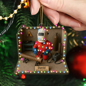 Personalized Welder Man Christmas Custom Acrylic Ornament, Gift For Welder