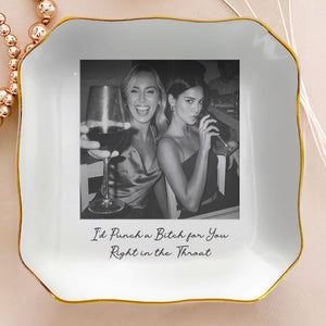 Custom Bestie Photo Trinket Tray – Personalized Jewelry Dish For Best Friend Friendship Gift