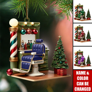 Barber Shop Ornament, Personalized Custom Holiday Decor, Hairdresser Christmas Gift