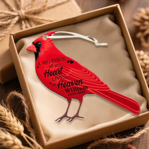 Cardinal A Big Piece Of My Heart Lives In Heaven Personalized Custom Shape Ornament Memorial Gift Family Gift