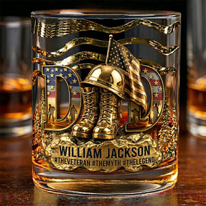 Gift For Veteran Dad – Personalized "Proud Veteran Dad" Drinking Glass