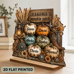 Personalized "Western Leopard Pumpkin Patch" Wooden Plaque β Fall Halloween Decor For Grandma