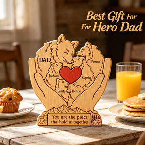 Personalized Wooden Art Puzzle β "Family First, Pack Forever" β Father's Day Gift For Dad & Grandpa