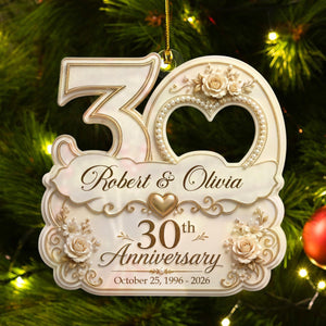 "Mr & Mrs" Personalized Wedding Anniversary Acrylic Ornament β Christmas Keepsake Gift For Couples
