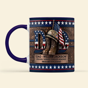 Gift For Dad – Personalized "Proud Veteran Dad" Accent Coffee Mug