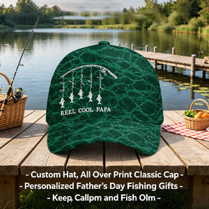 Personalized Fishing Cap β "Keep Calm and Fish On" β Father's Day Gift For Dad & Grandpa