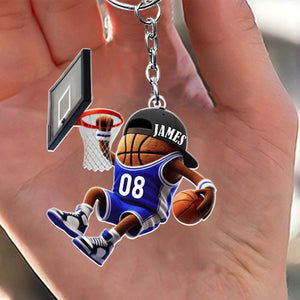 Custom Name Basketball Personalized Acrylic Keychain Basketball Team Gift