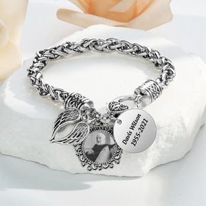 Engraved Name Personalized Memorial Antique Bracelet With Photo
