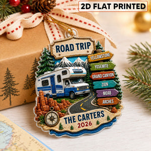 Personalized "Road Trip Adventure" Ornament โ Vacation Gift For Couples & Families
