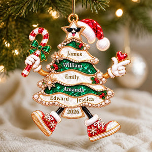 Golden Pearl Funny Family Christmas Tree Personalized Ornament