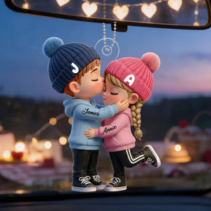Personalized Acrylic Ornament β Kissing Couple Design Soft Colors | Gift For Her