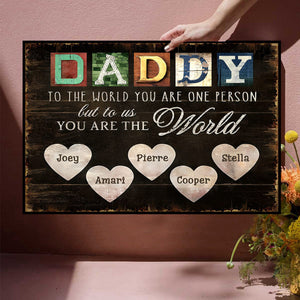 You Are The World – Custom Title & Name Canvas Print For Dad and Grandpa