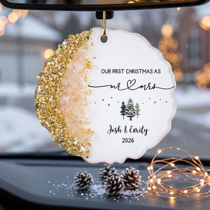 Personalized "Our First Christmas As Mr. & Mrs." Acrylic Hanging Ornament β Wedding & Housewarming Keepsake