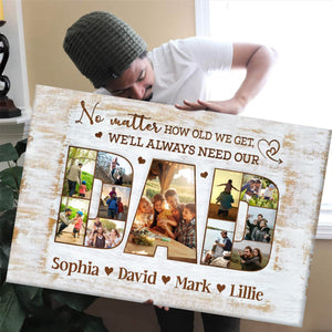 DAD Photo Collage Gift, Personalized Dad Canvas Print, Father’s Day Gift for Husband
