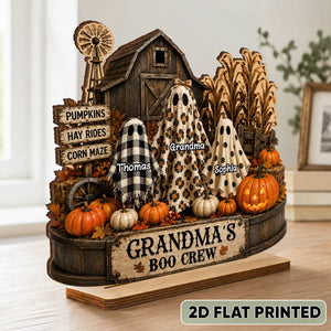 Personalized "Grandma's Boo Crew" Pumpkin Patch Plaque – Halloween Gift For Grandma