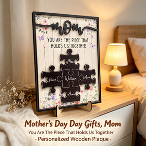 Custom Mother's Day Wooden Plaque β Mom, You Hold Us Together β Personalized Gift For Mom