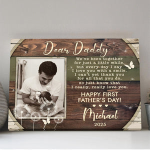 Personalized First Father’s Day Photo Canvas Poster,Custom 1st Father’s Day Poem Gift from Baby