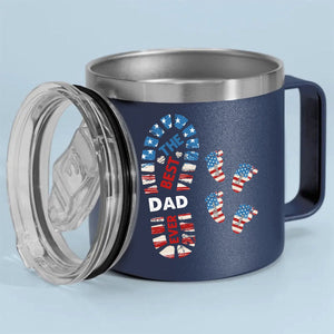 Personalized Gift For Dad Foot Print 14oz Stainless Steel Tumbler With Handle