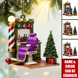 Barber Shop Ornament, Personalized Custom Holiday Decor, Hairdresser Christmas Gift