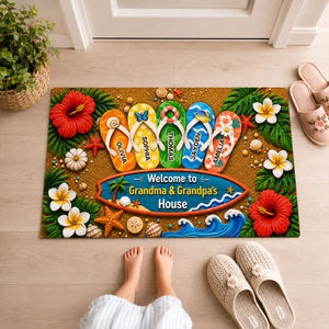Personalized "Hello Summer Vibes" Doormat – Welcome To Grandma & Grandpa's House | Summer Decor