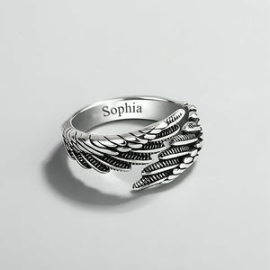 Personalized angel wing ring