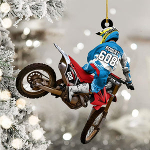 Personalized Motocross Racer Christmas Ornament β Custom Name & Number Keepsake | Gift For Dirt Bike Riders & Motocross Lovers