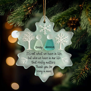 Snowflake-Shaped Sea Glass Friendship - Personalized Custom Acrylic Ornament