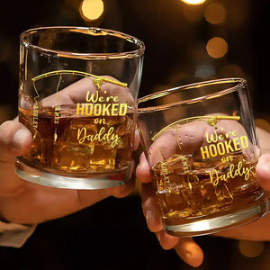 Personalized "Hooked On Daddy" Whiskey Glass β Fishing Gift For Dad