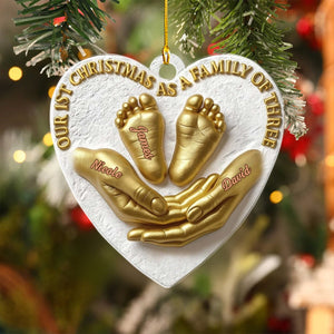 Our 1st Christmas as a Family of Three, Personalized Acrylic Ornament, Gift For New Parents