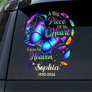 "A Big Piece Of My Heart Lives In Heaven" β Butterfly Personalized Decal | Memorial Gift For Loss Of Loved One