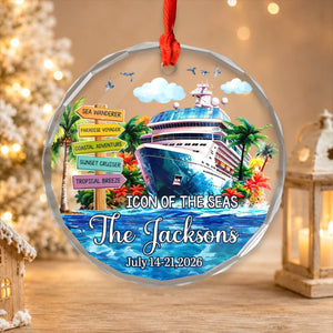 Personalized Cruise Ship Glass Ornament – Custom Family Name Gift for Families & Couples