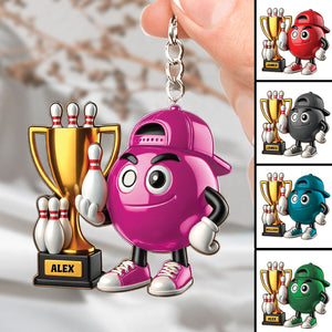 Bowling Champion Custom Color And Name - Personalized Acrylic Keychain