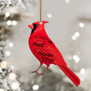 Cardinal A Big Piece Of My Heart Lives In Heaven Personalized Custom Shape Ornament Memorial Gift Family Gift