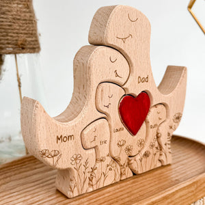 Personalized Dinosaur Family Wooden Puzzle – Father's Day Gift For Dad