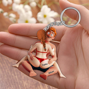 Naughty Hugging Couple Keychain - Personalized Gifts For Couples