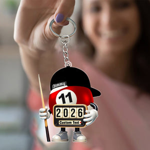 Custom Name and Year Billiard Keychain, Billiard Lover Gift